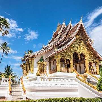 UNESO Weltkulturerbe. Reich verzierter Königspalast und buddhistische Klöster in Luang Prabang, Laos.